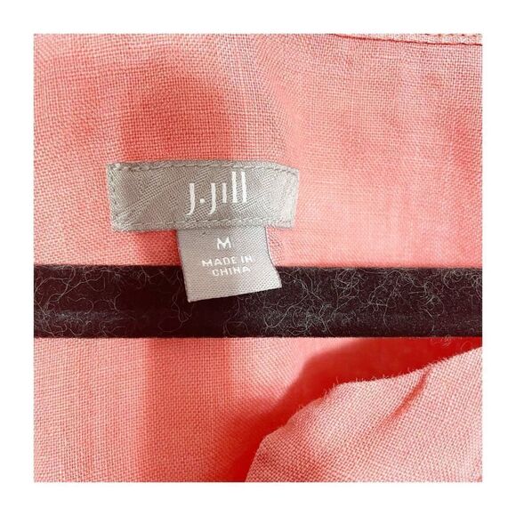 J Jill Linen V-Neck Popover Long Sleeve Tunic Shirt Top In Pink Size M - Picture 6 of 6